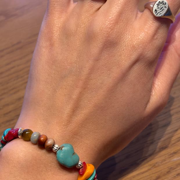 빈티지 터키석 하트 브레이슬릿