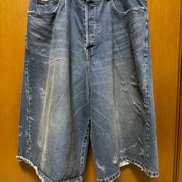 슈타인 / 26SS 배기 데님 쇼츠 인디고 / M