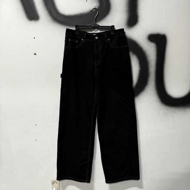 VTG 빈티지 흑청 데님 카펜터 와이드 팬츠