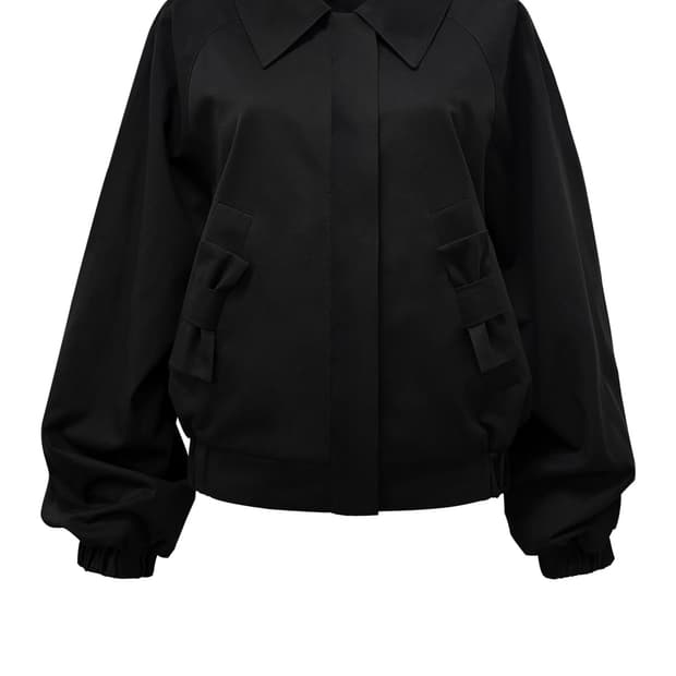 구해요)BOW RAGLAN COTTON JACKET (BLACK) 체메씨