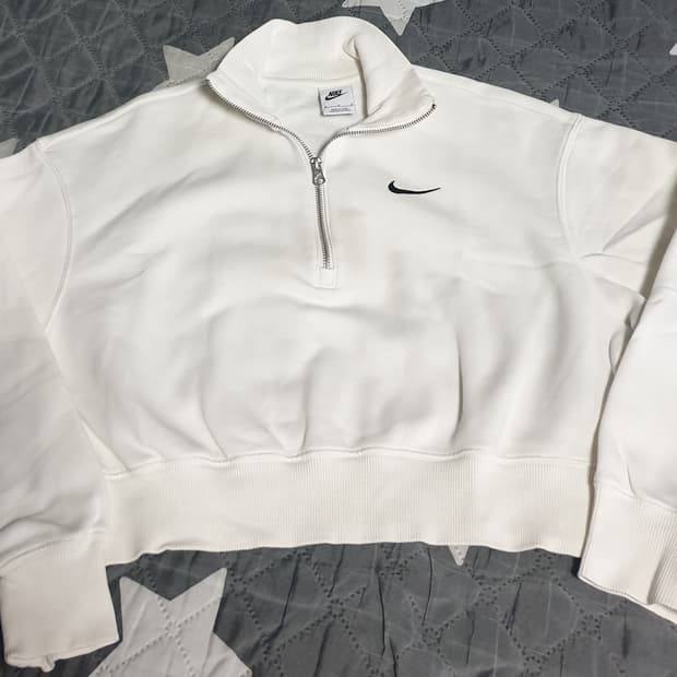 나이키 NSW 피닉스 플리스 하프집업 크롭 기모맨투맨 크림 (M)