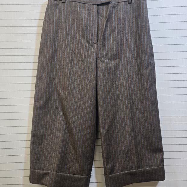 SjSJ SJSJ 체크 롤업 반바지 브라운