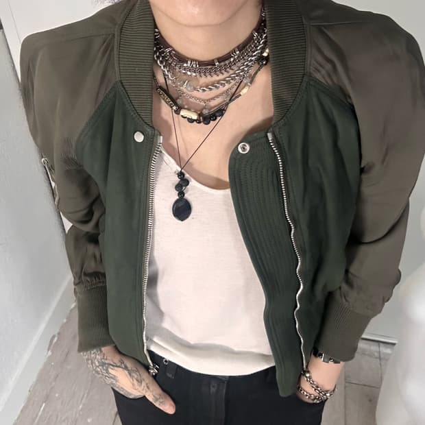 Rick Owens cropped flight bomber jacket
