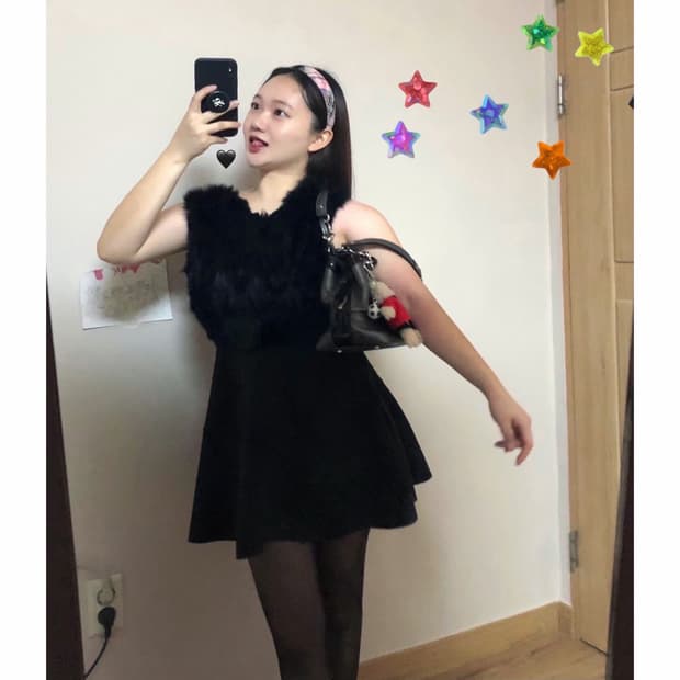 블랙 퍼 스웨이드 원피스 👩🏻‍⚖️ 