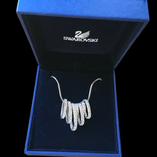 스와로브스키 댄스 네크리스 7열 크리스털 실버 플레이트 은 목걸이 다이아