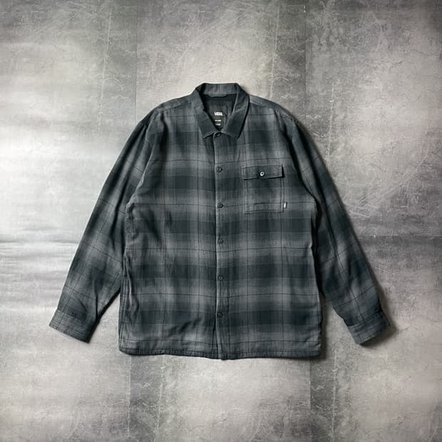 VANS 반스 빈티지 그레이 체크 코튼 셔츠자켓 A00451