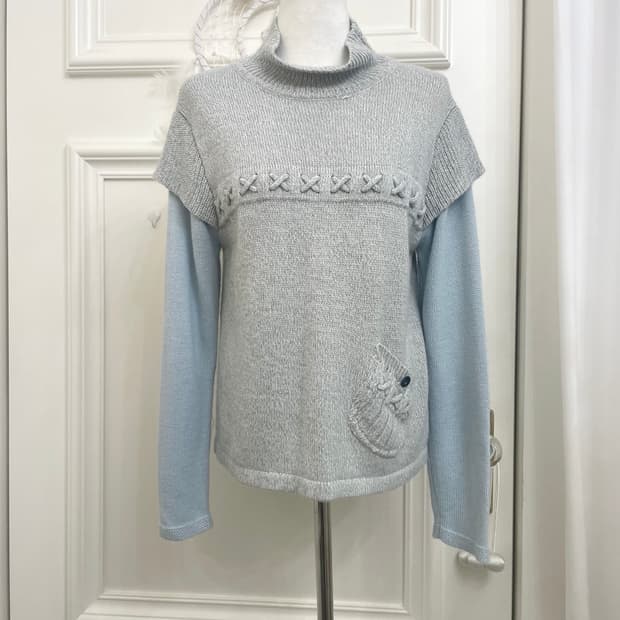 sky blue pocket point mori knit top