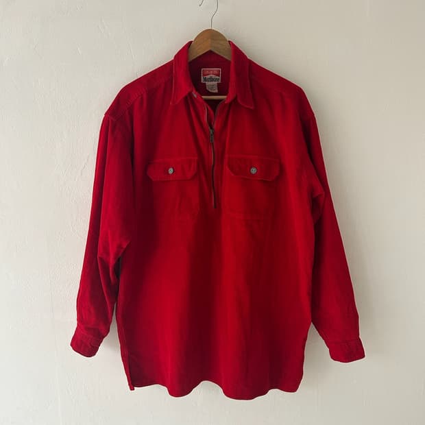 90's vtg Marlboro  Coduroy Half Zip JK