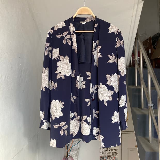 플라워 오버핏 레트로 자켓