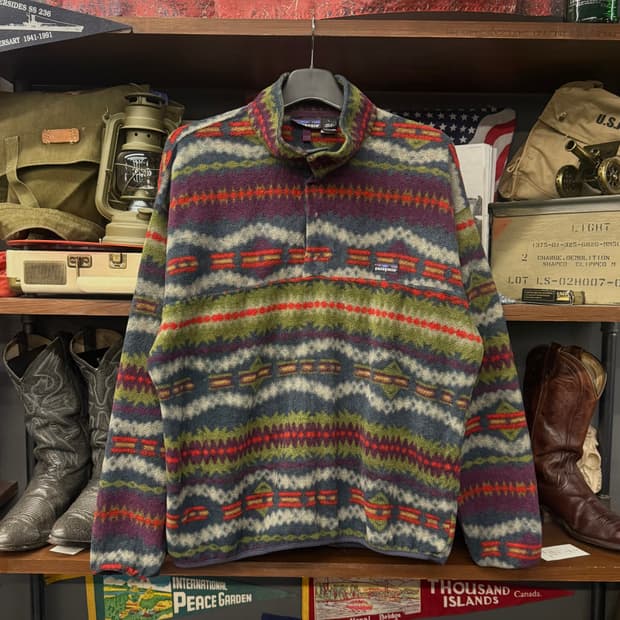 Rare! 90s 파타고니아 네이티브 패턴 스냅-T 신칠라 플리스