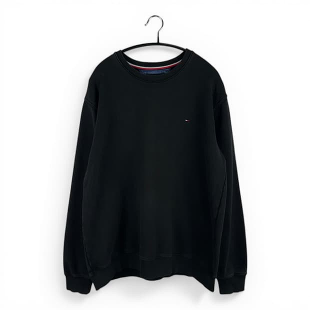 (무료배송)XL) 타미힐피거 스몰로고 맨투맨 블랙