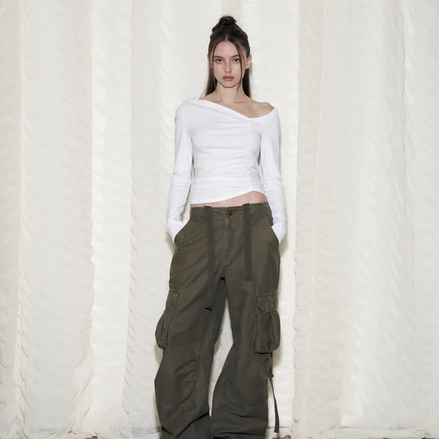 플리즈노팔로우Tex Wide Work Pants (Washed Khak)