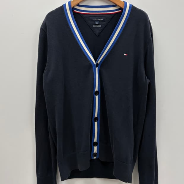 타미힐피거 네이비 브이넥 가디건