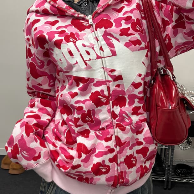 베이프 스타 ABC 핑크 카모 후드집업
