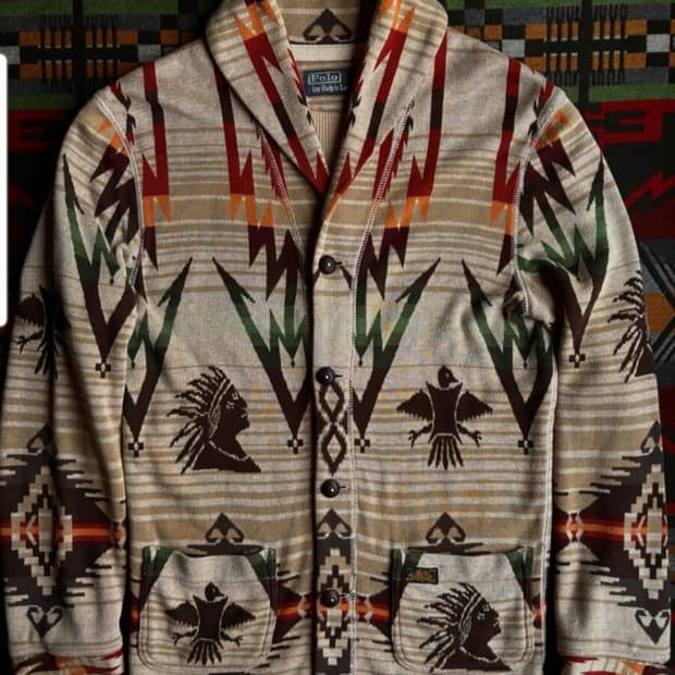 폴로랄프로렌(더블알엘 RRL 무드) 숄카라 인디언 썬더버드 가디건 S