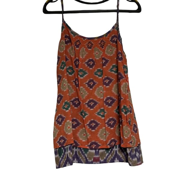 폴로랄프로렌 오렌지색 패턴 끈나시 블라우스