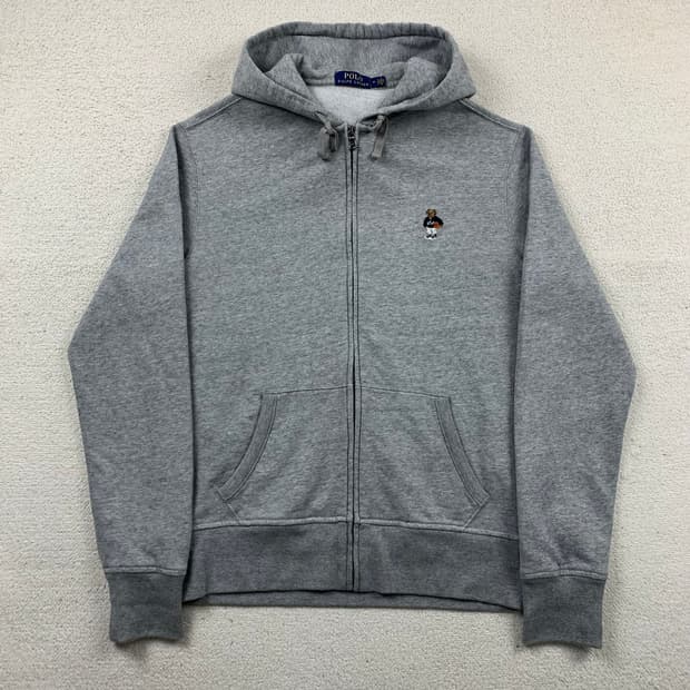 폴로 랄프로렌 폴로베어 자수로고 그레이 후드집업