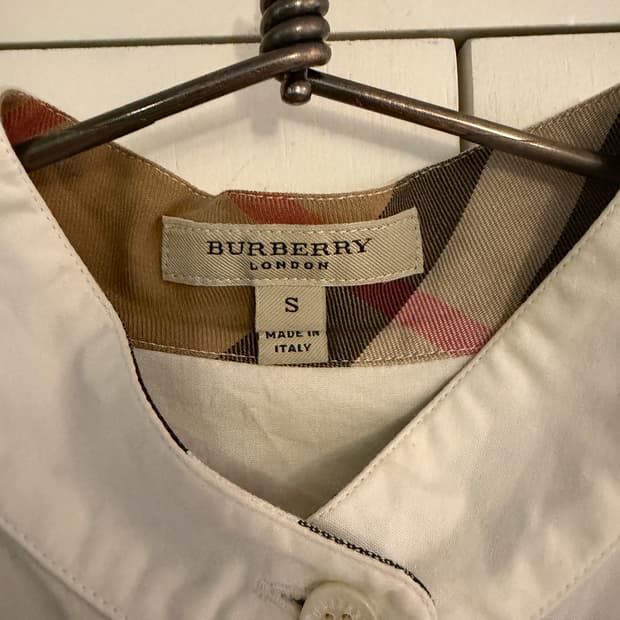 Burberry 체크 배색 코튼 튜닉 셔츠 S