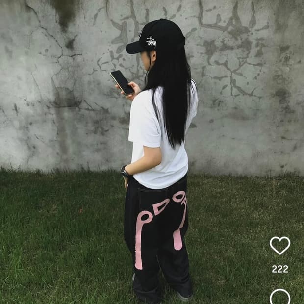 (무료배송)오도어 핑크 로고 드랍 팬츠