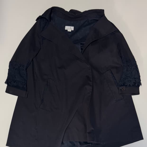 여성 손정완 레이스 디테일 비스코스 트렌치코트 블랙