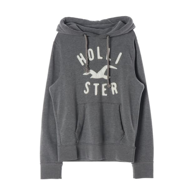 홀리스터 빅로고 자수 그레이 후드티 S