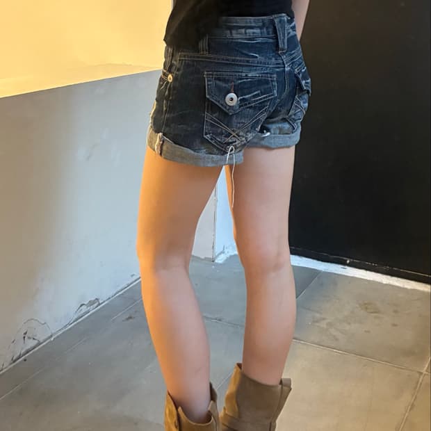 64-91) Japanese vintage 여성 포켓 자수 데미지 워싱