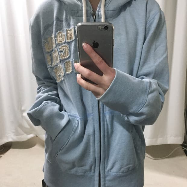 후아유 하늘 파스텔 블루 후드집업