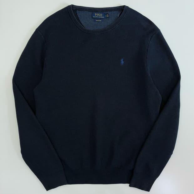 Polo   폴로 랄프로렌 자수 피마 코튼 네이비 니트