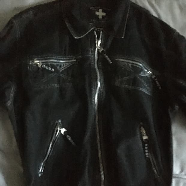 KOOGI 블랙 레더 바이커 재킷