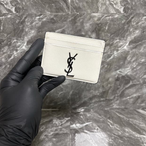 입생로랑 레더 블랙로고 카드지갑