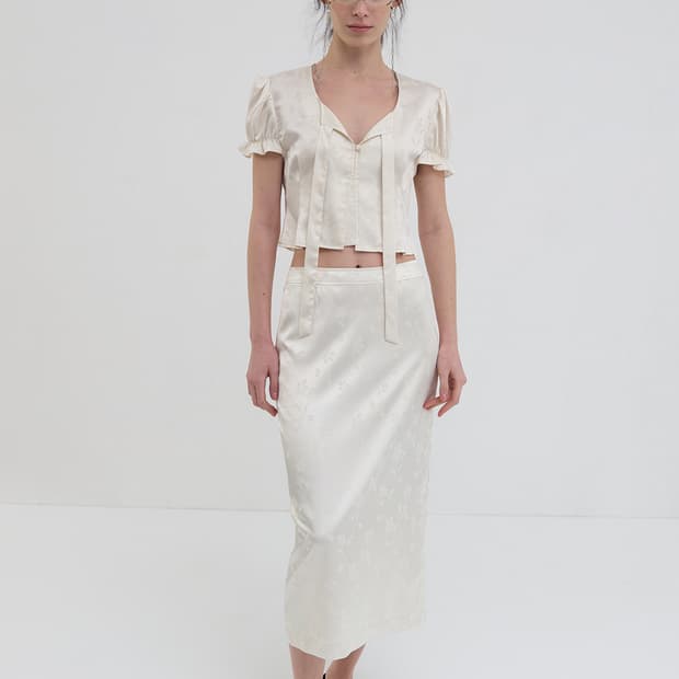 오버듀플레어 자카드 스커트 M 새상품