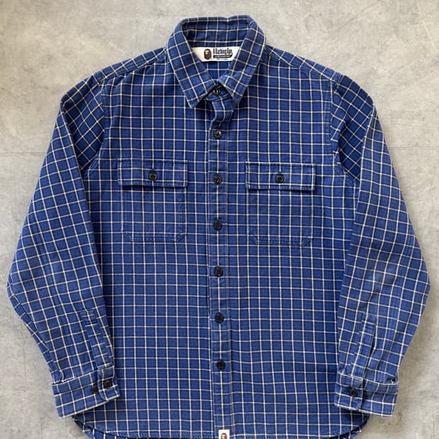 Bape 베이프 블루 체크 플란넬 셔츠