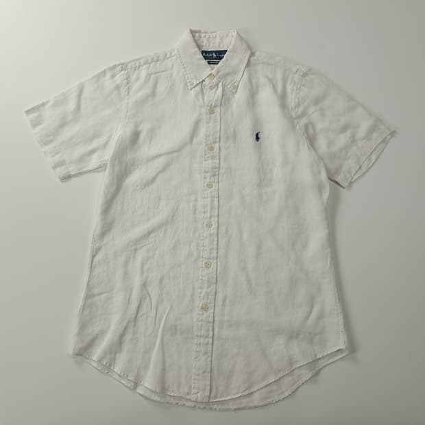 CK577 S 폴로 린넨 버튼다운 화이트 반팔 셔츠 남방