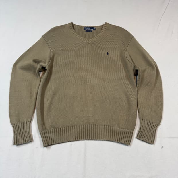M) 폴로 랄프로렌 브라운 헤비코튼 브이넥 니트