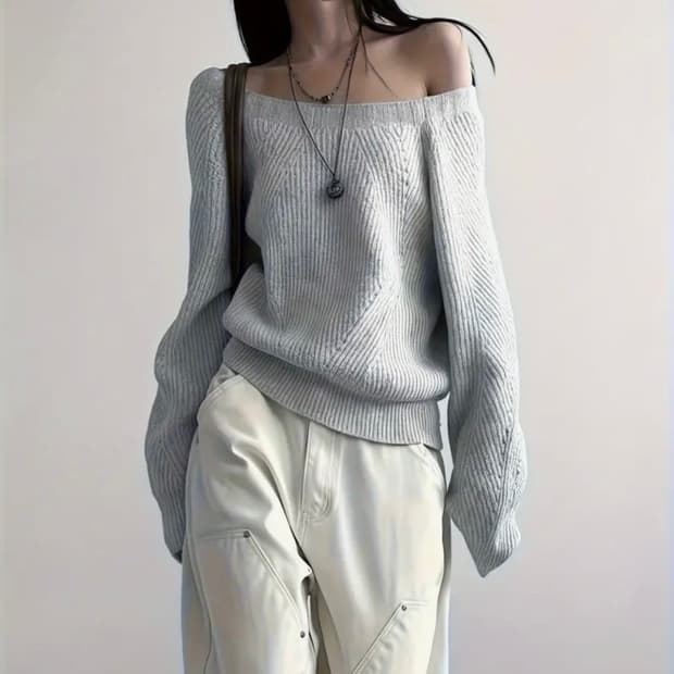 오프숄더 니트 긴팔니트