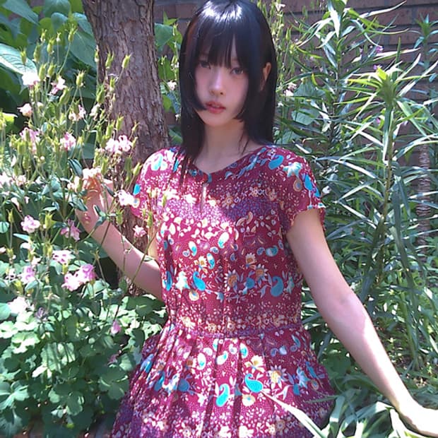 Oriental Flower Dress(Burgundy)