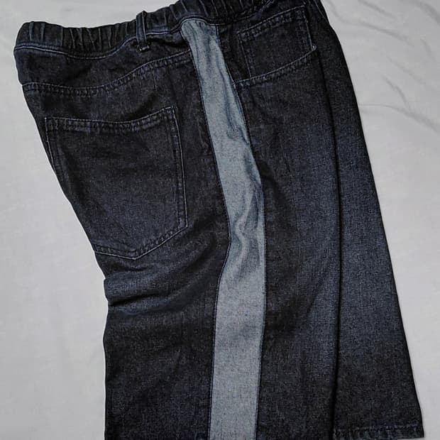 Doublefocus 사이드 배색 데님 밴딩 반바지 (XL/34~38)