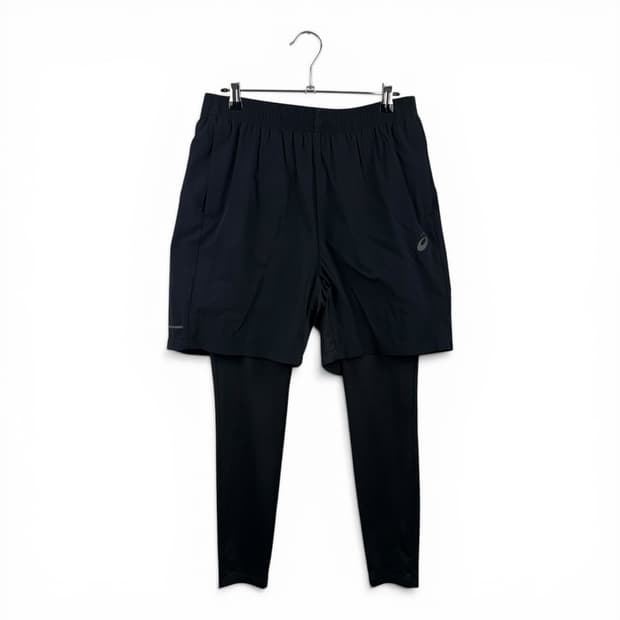 (L) 아식스 2in1 러닝 팬츠 타이즈 블랙