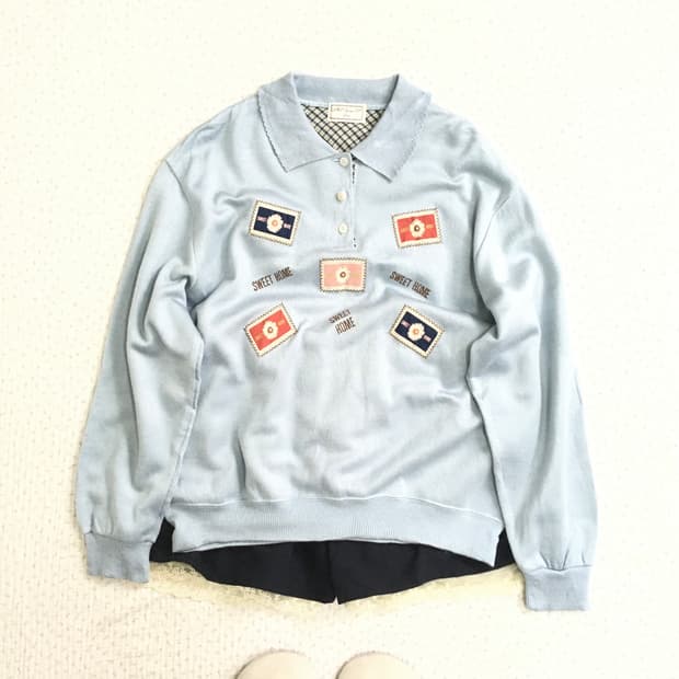 JPN/ 하늘맨투맨 패치맨투맨 패치템 핑크하우스