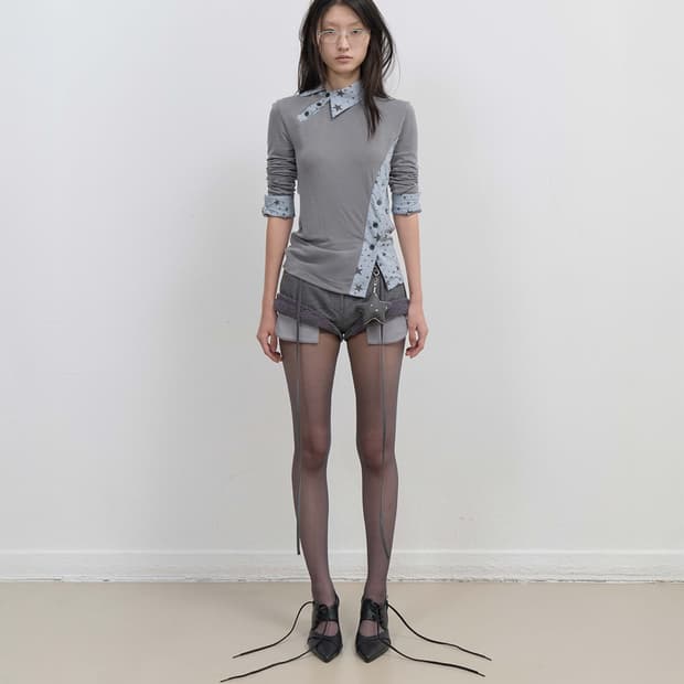 오호스 Starcut Jersey Collar Tee / Mint Gre