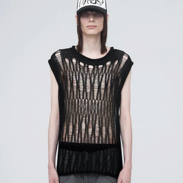 나체 시스루 니트 베스트 블랙