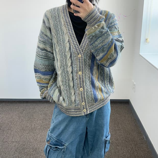 College 쿠지 스타일 니트 가디건