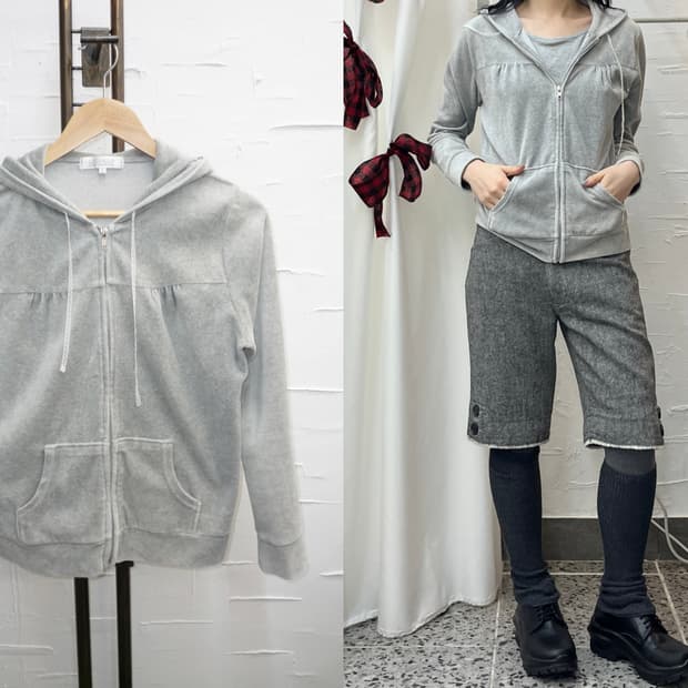 lace string velvet hoodie