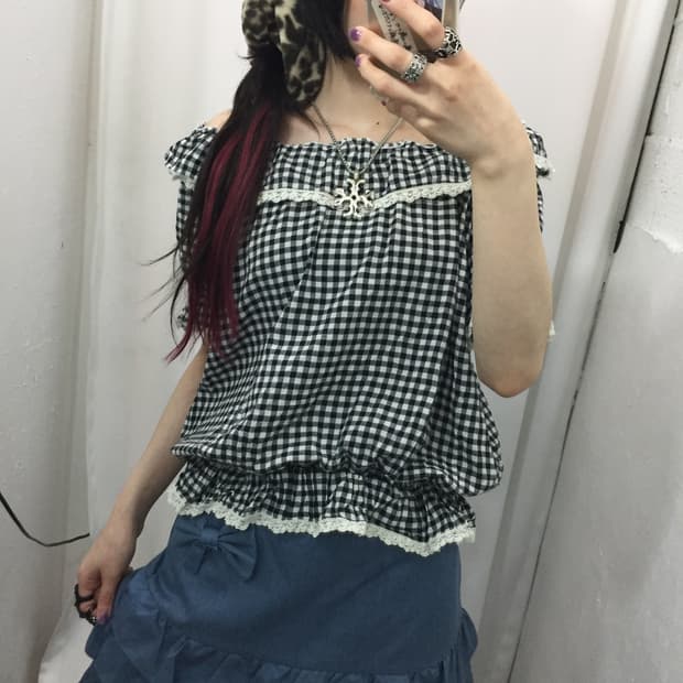 여름 체크 소녀 코디🖤