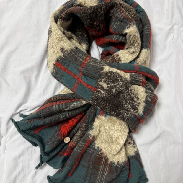 캐피탈 축융 울 머플러 페더 타탄 그린 