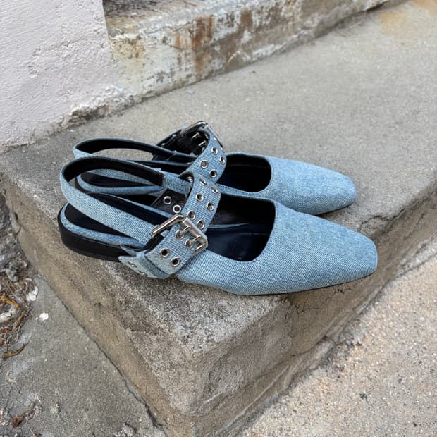 235) Rag&Bone 데님 버클 슬링백 플랫 슈즈