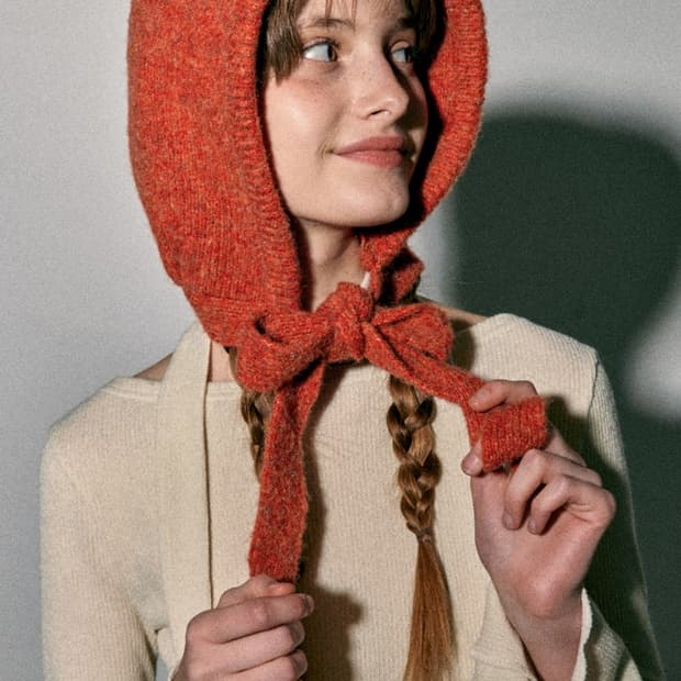 꾸아페 리본 바라클라바 오렌지레드