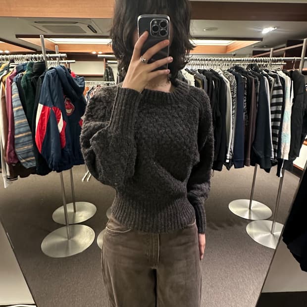 OS)SO 빈티지 여성 크롭 울 스웨터