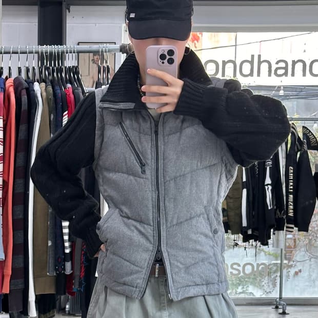 재팬빈티지 하이넥 니트패딩 레이어드 투웨이점퍼
