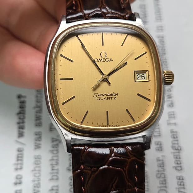 빈티지 오메가 씨마스터 사각탱크 샴골판 싱글데이트(쓰리침) 슬림쿼츠 
